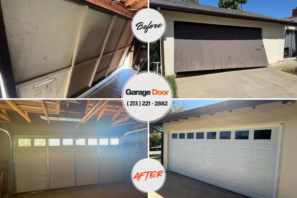 Before and after: garage door repair 75124